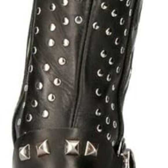 NEW ROCK M-7928-S1 Men's WESTERN COWBOY BOOTS Black Leather Heavy Biker SILVER S - Picture 4 of 4